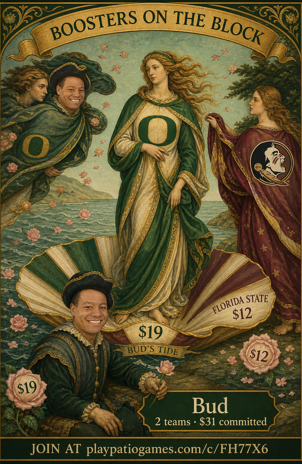 Bud Baker's auction slate