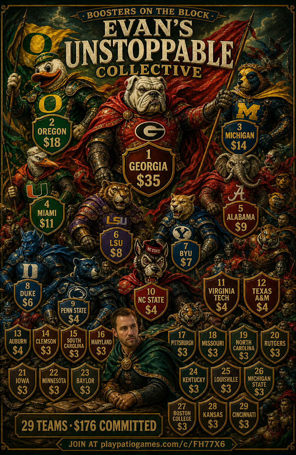 Evan Goldstein's auction slate